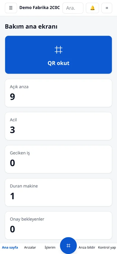 Teknisyen ana ekranı