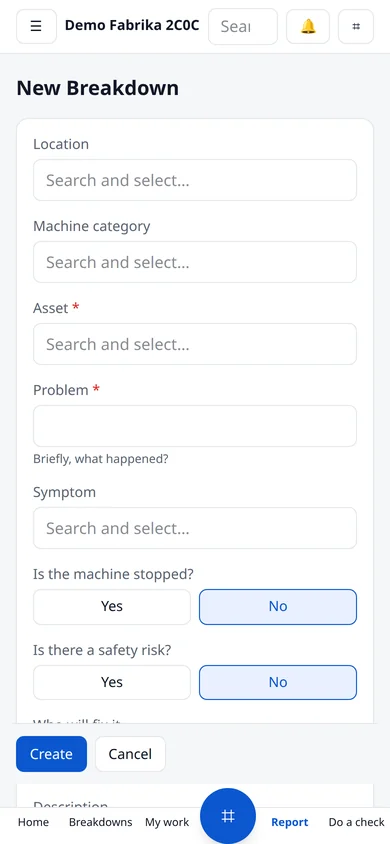 Reporting a breakdown on the phone